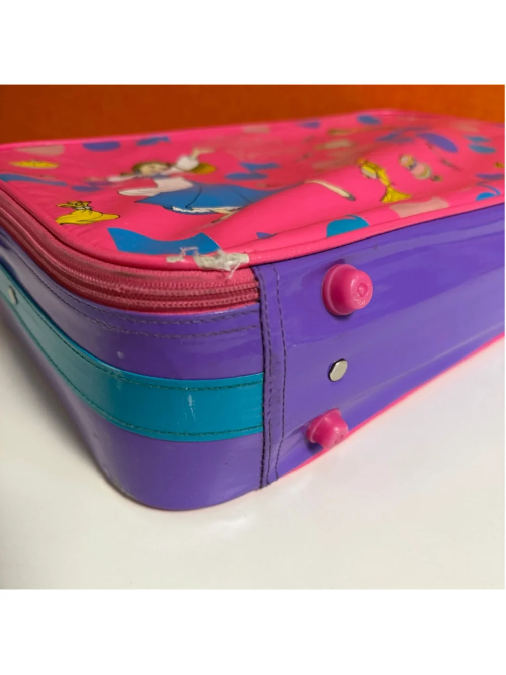 1990s Vintage Disney Beauty and the Beast Bag Suitcase Pink Purple Rare Used